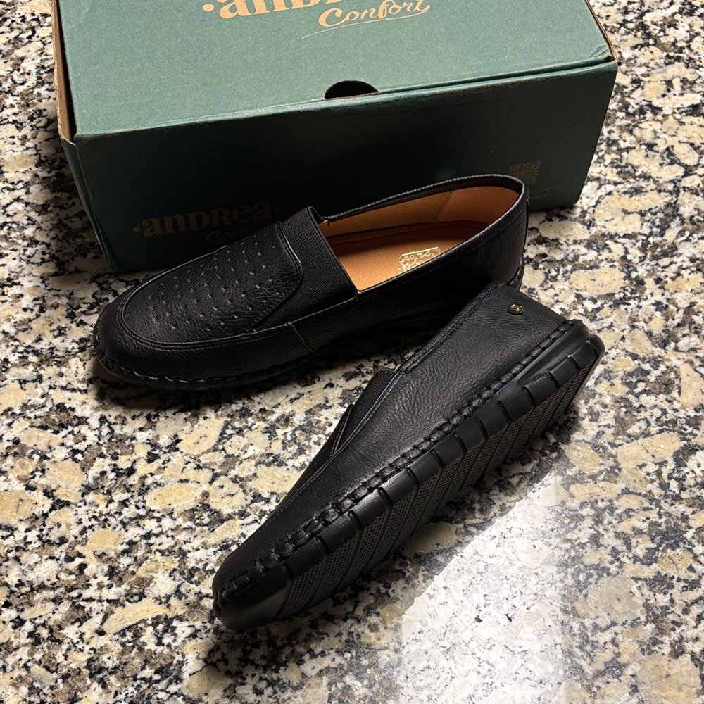 Black Leather Loafers NWT